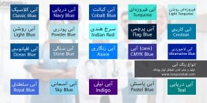 انواع رنگ آبی